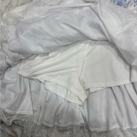 CIDER Blue Toile Floral Puff Sleeve Mini Dress - Picture 8 of 10